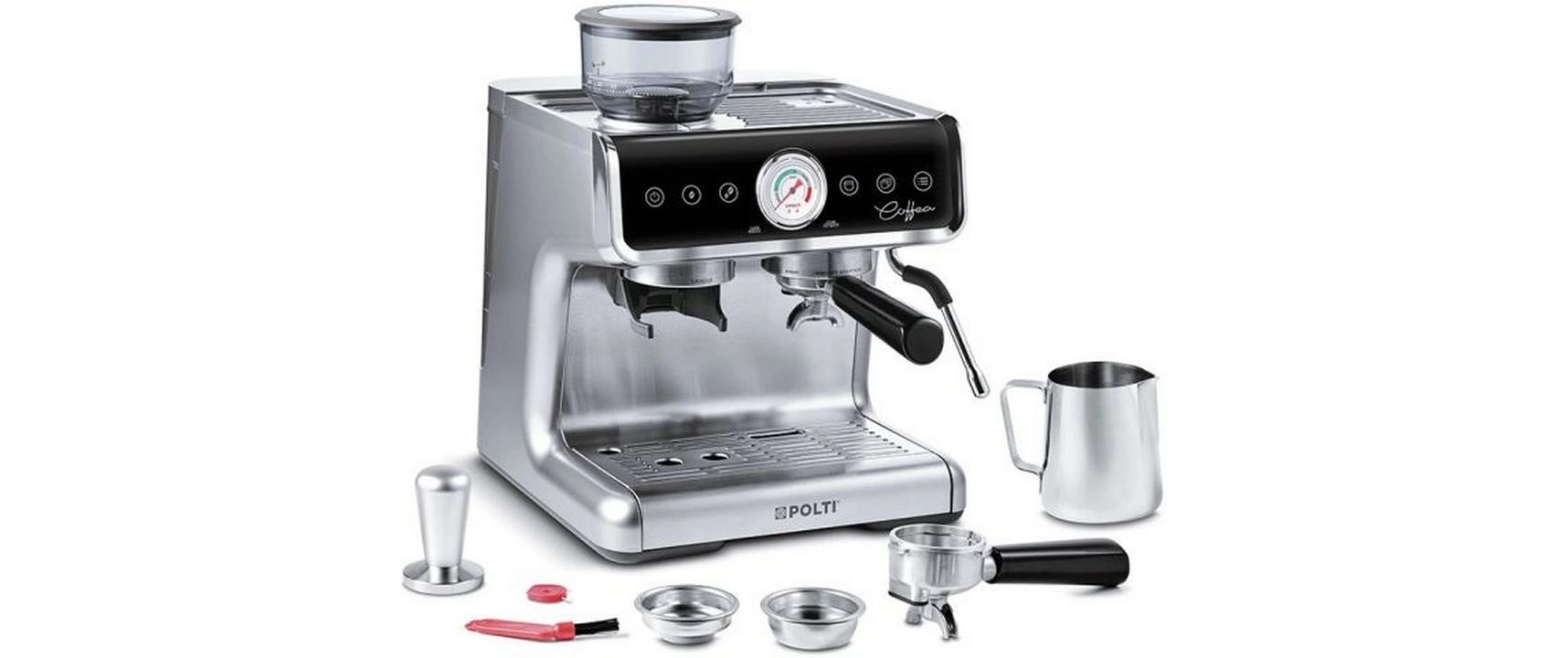 Siebträgermaschine Coffea G50S Silber<br>Kaffeemaschine mit integriertem Mahlwerk