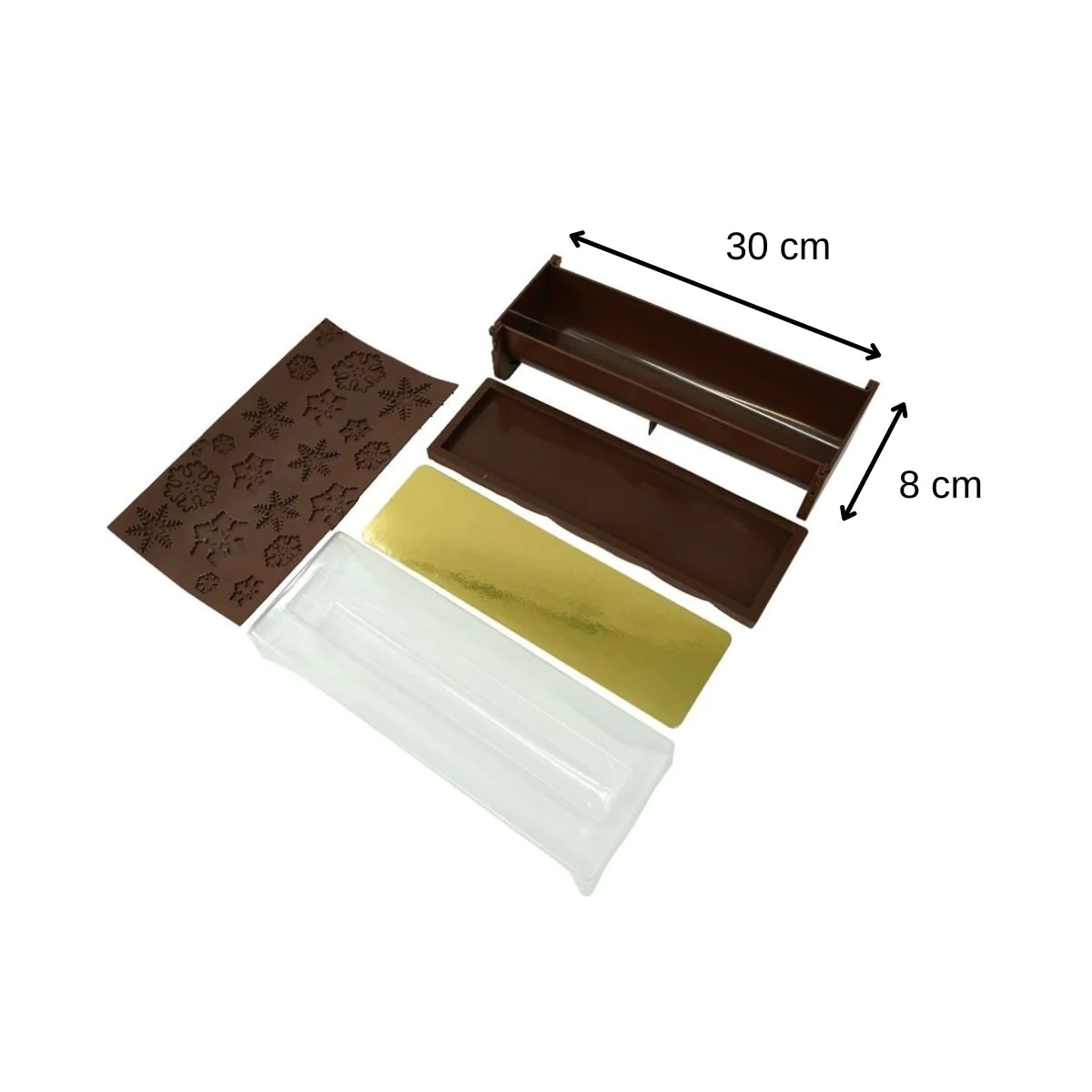 Moule à bûche de Noël avec insert et plaque motif flocon de neige Noël