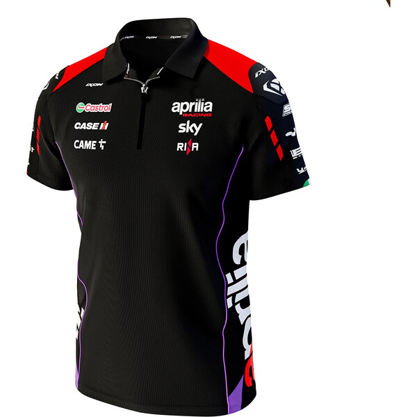 Ixon - Polo Aprilia 24 Noir / Rouge fluo / Violet