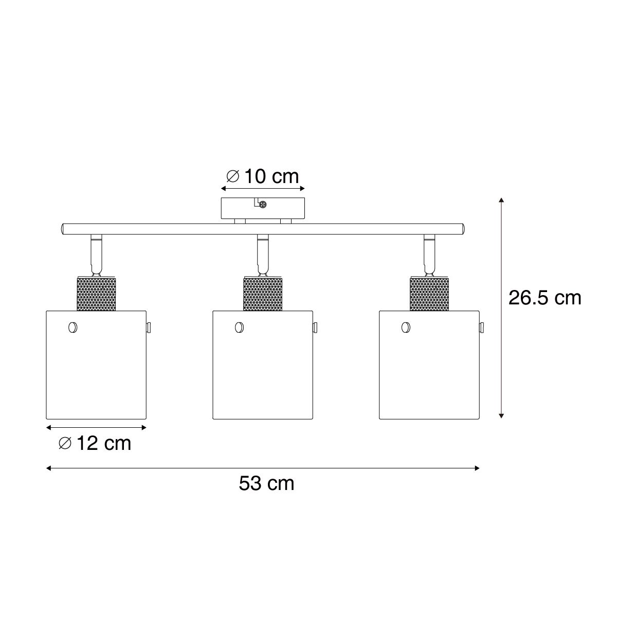 Design plafondspot zwart met smoke glas 3-lichts - Domo