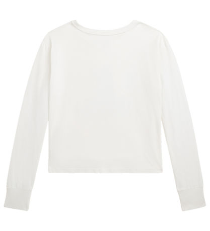 Polo Ralph Lauren Bluse - Cropped - Hvid m. Hunde