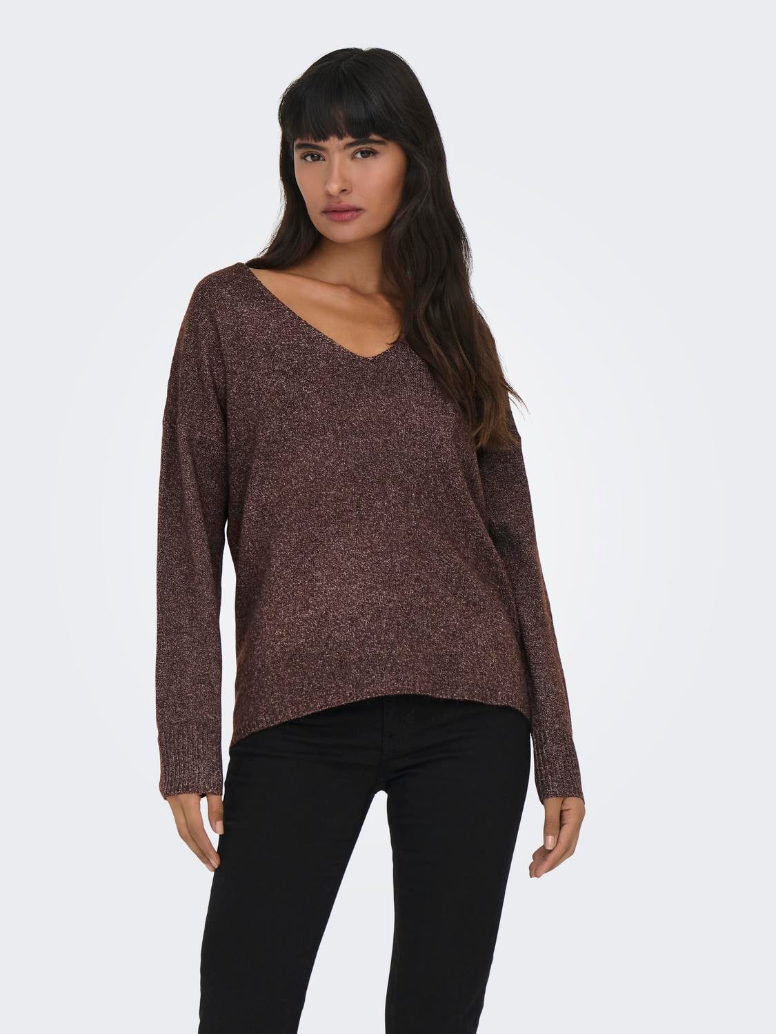 ONLRICA Strickpullover Deep Mahogany