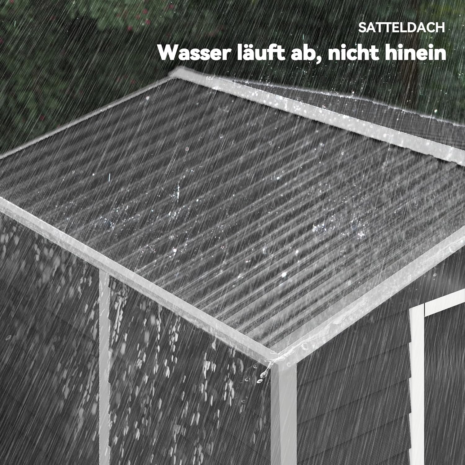Outsunny Gerätehaus 4,4 m², Gartenhaus mit Pultdach, Schiebetür, Fundament, Einfach Montage 240 x 206 x 198 cm, Geräteschuppen aus Verzinkter Stahl, wetterfest, für Garten, Dunkelgrau