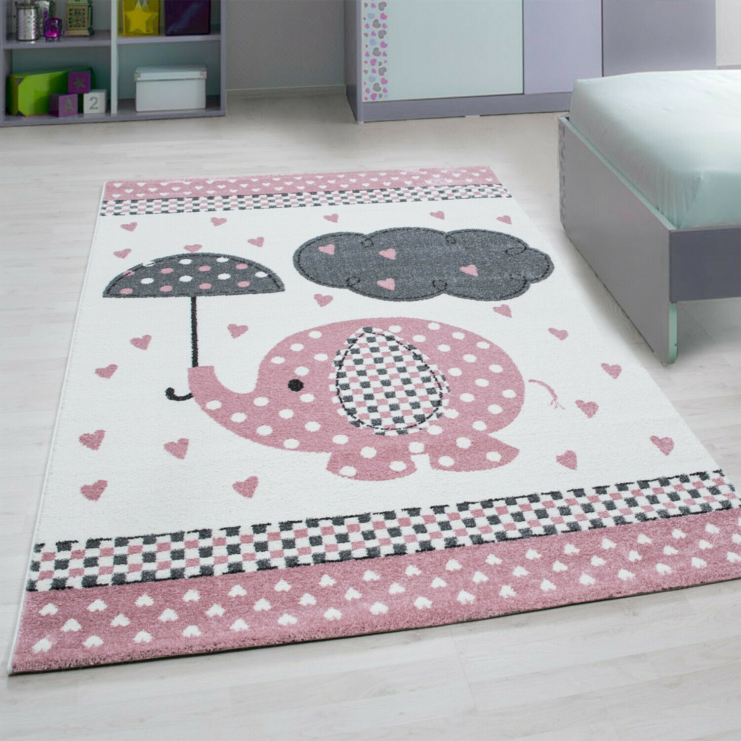 Wunderschöne Kinderteppiche, Teppich mitElefant Motiven Rund / Viereck