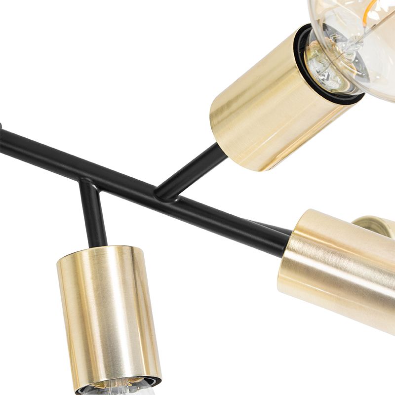 Design plafondlamp zwart met goud 12-lichts - Juul