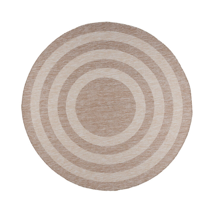 Rond In- & Outdoor vloerkleed - Sierra Frame Beige/Creme