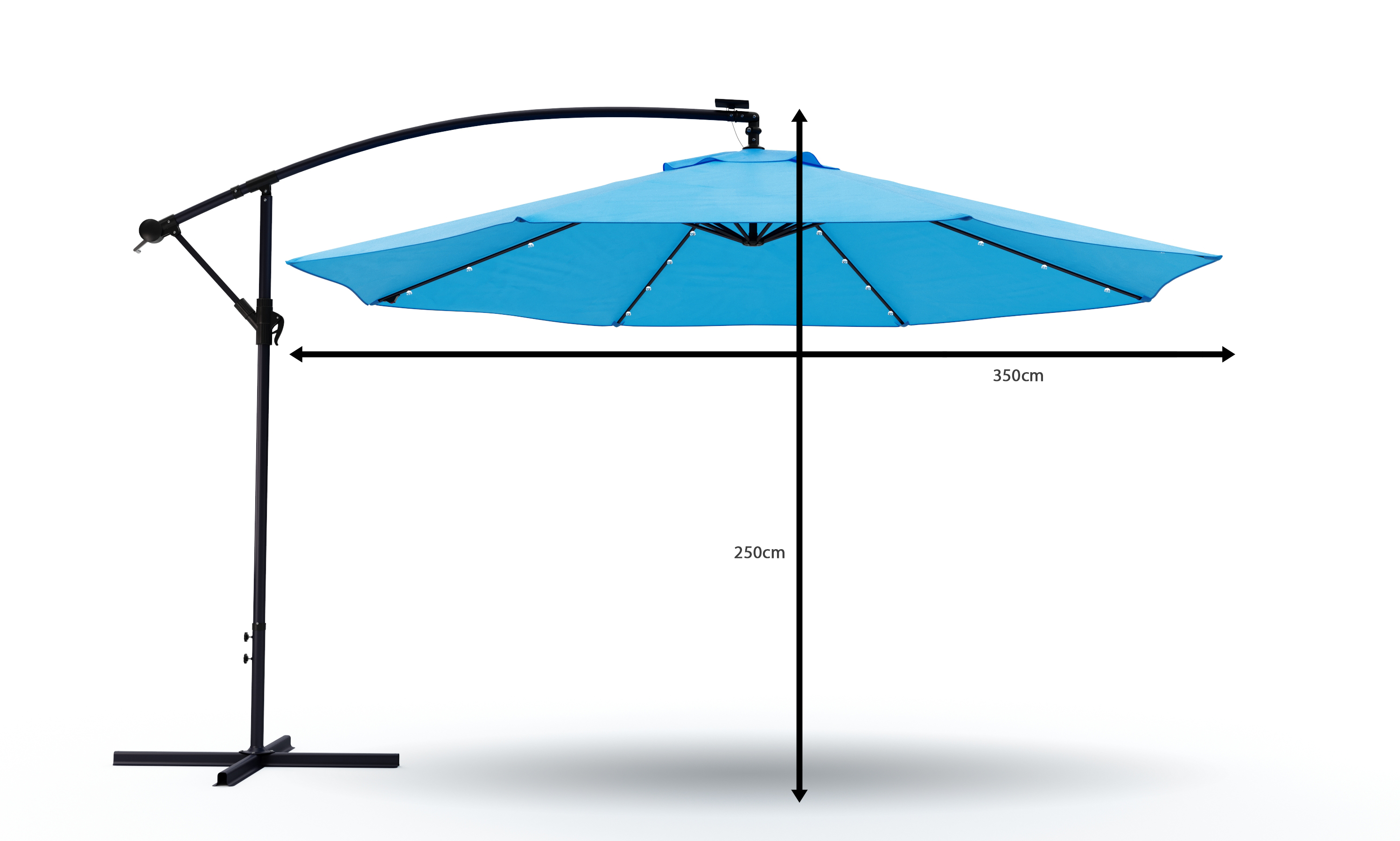 Sonnenschirm Ampelschirm BAY mit LED 350 cm blau