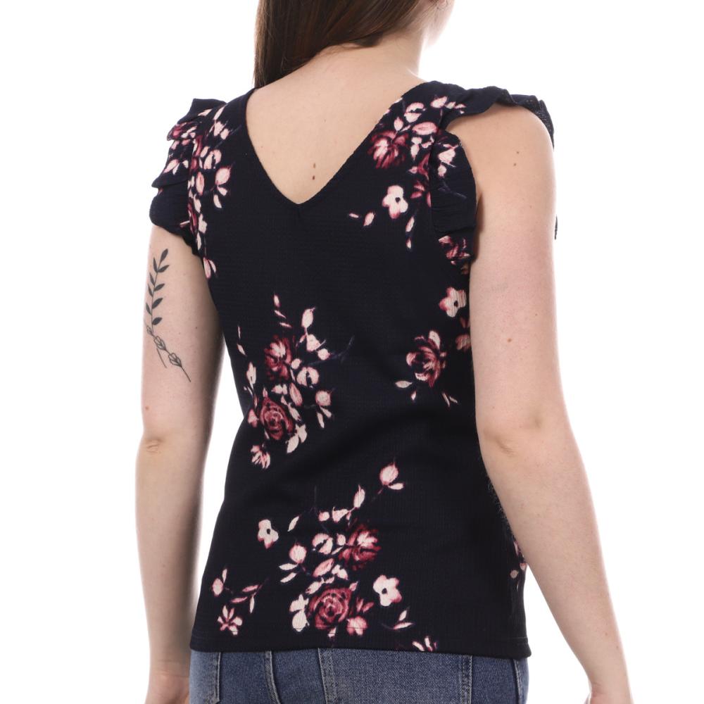 Vero Moda Top Marine/Rose à fleurs Femme Vero Moda Elisa
