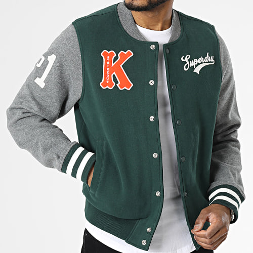 Veste Teddy Vintage Collegiate M2012912A Vert Gris Chiné