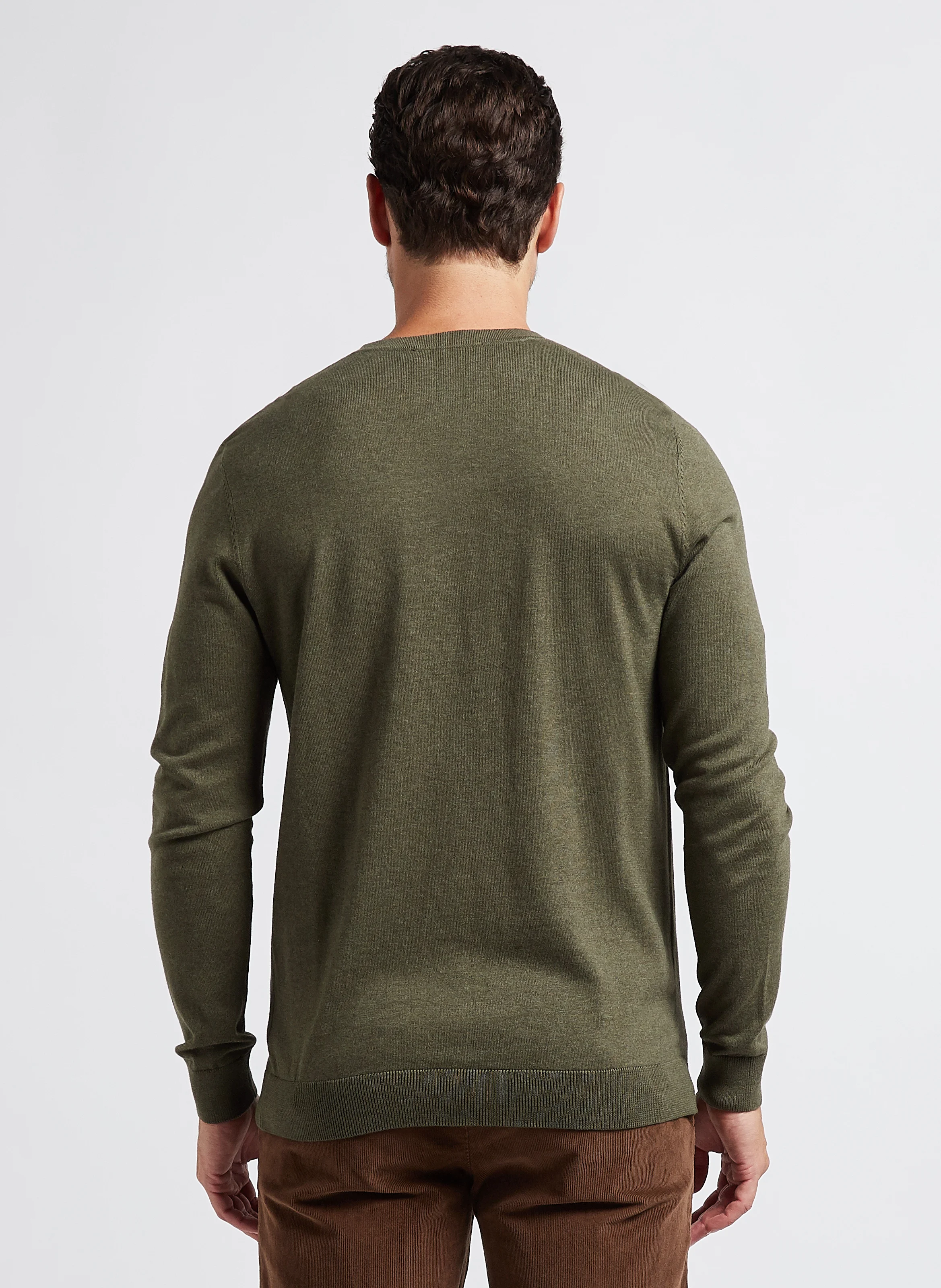 Pull col rond regular-fit en coton | Vert