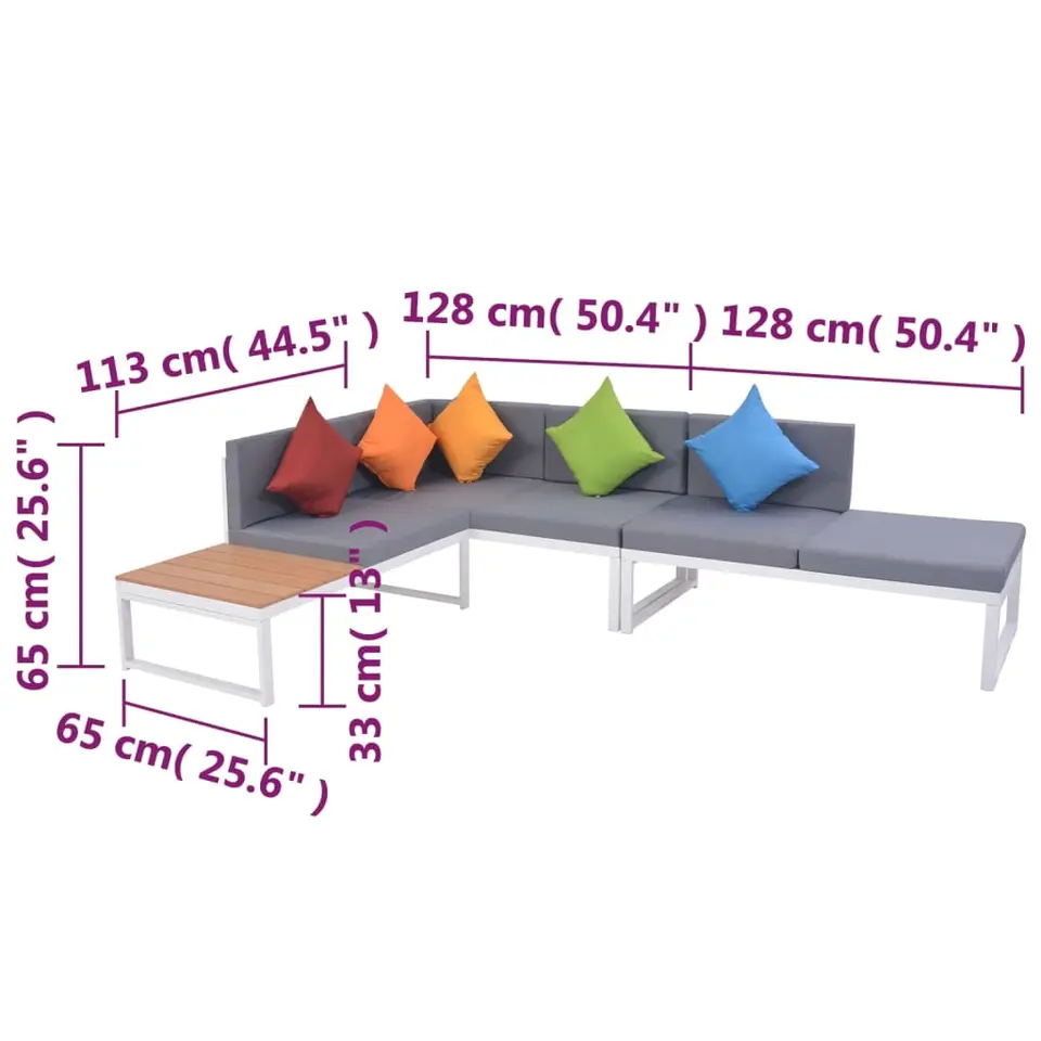 vidaXL - Loungeset - Multikleur - Aluminium