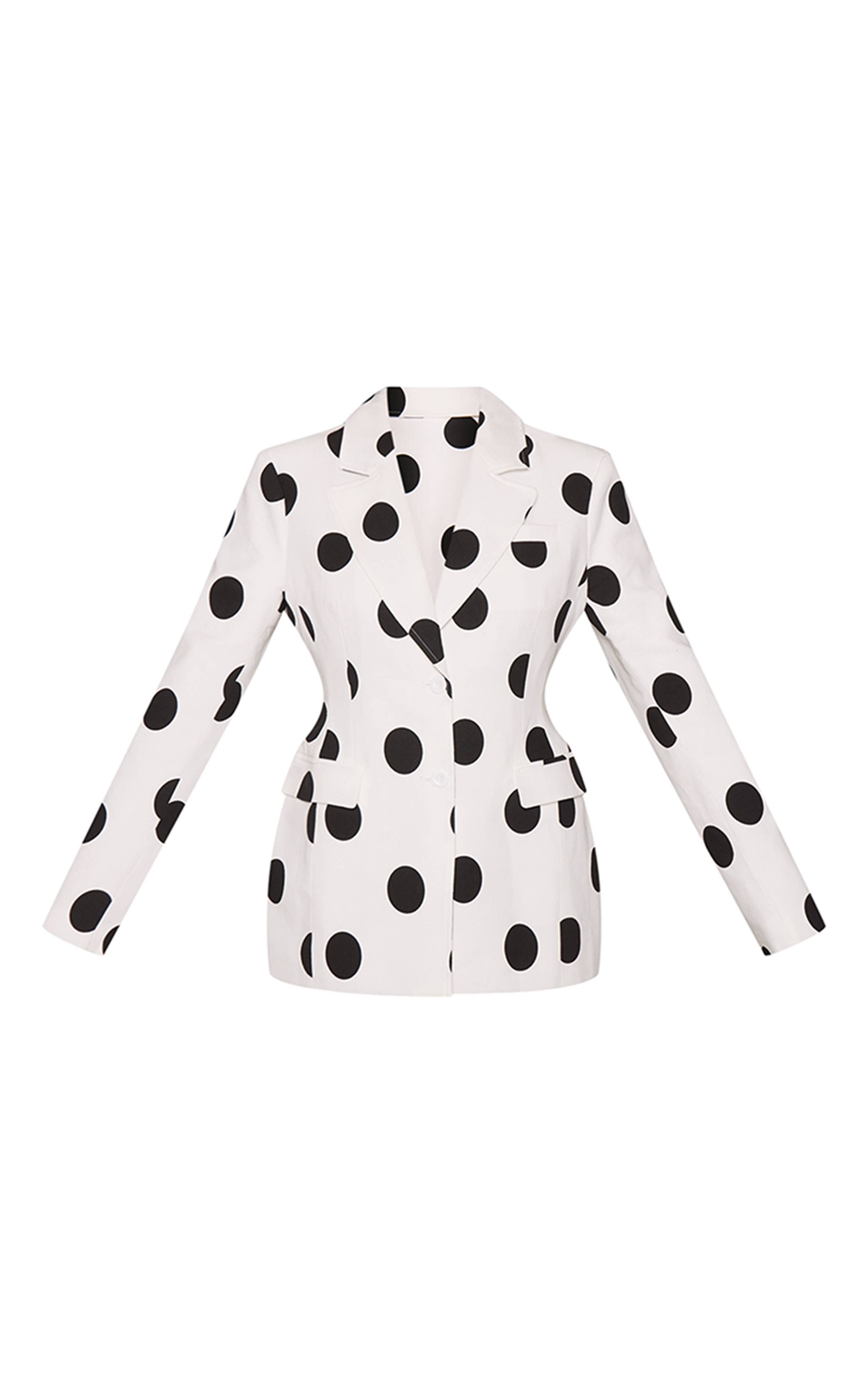 Mono Polka Dot Blazer À Carreaux Taille Cintrée Et Hanches Moulantes