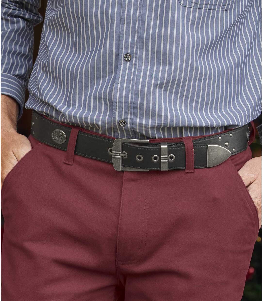 Ceinture Cloutée en Croûte de Cuir