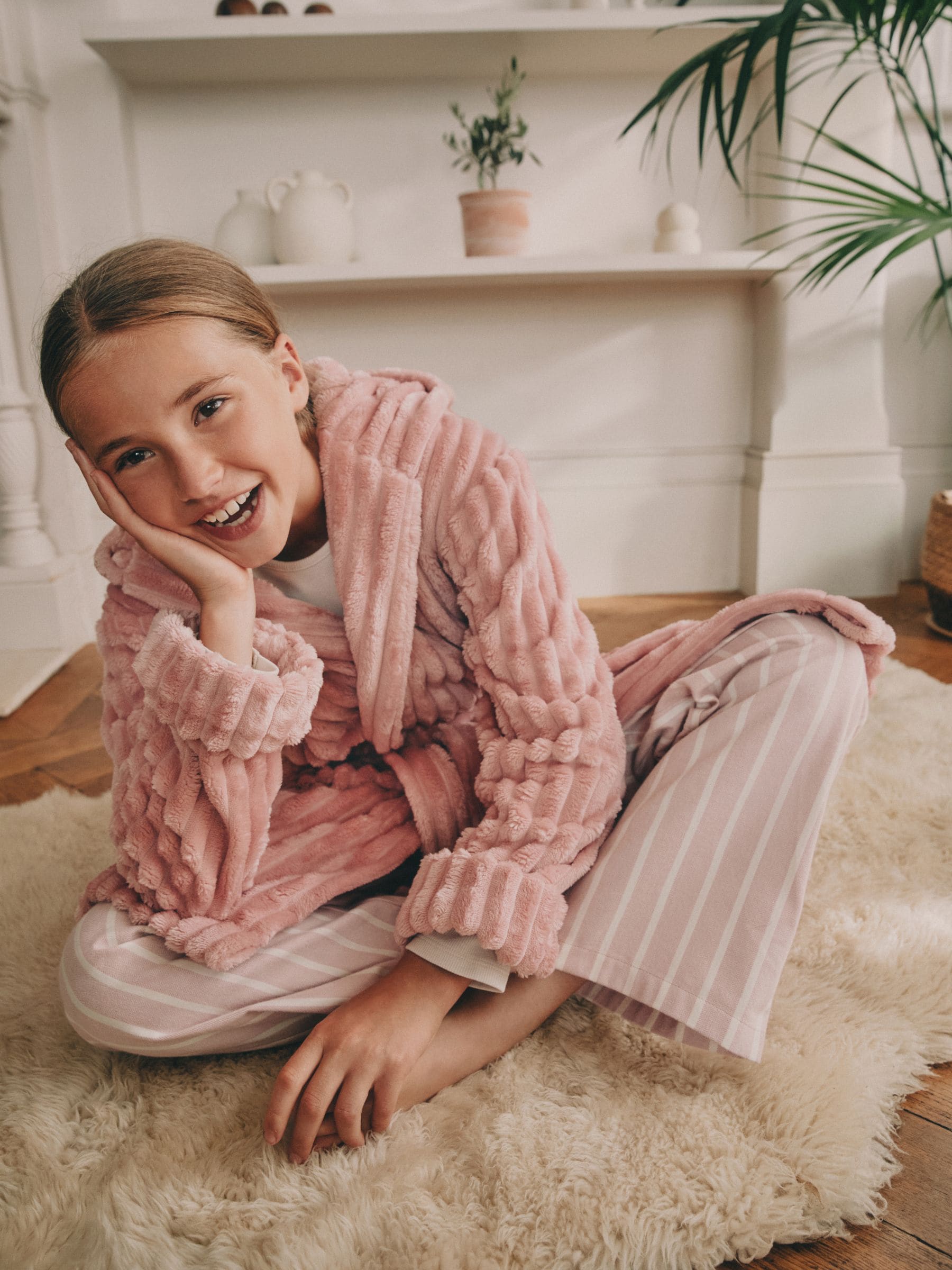 Roze - Fleece Cord Dressing Gown (5-16yrs)