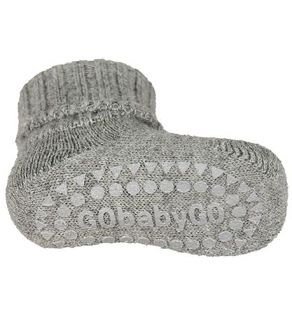 GoBabyGo rutschfeste Socken - Wolle - Graumeliert meliert