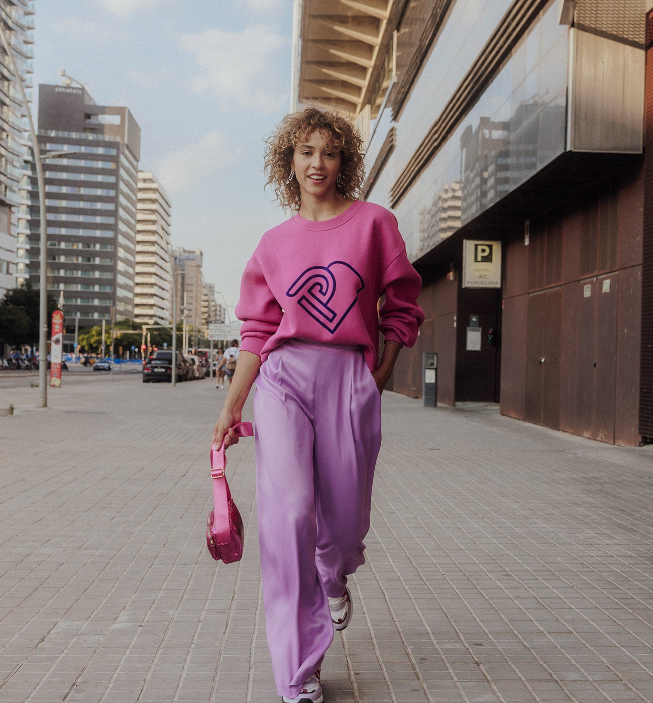 Sweat-shirt Femme logo Promod - Framboise