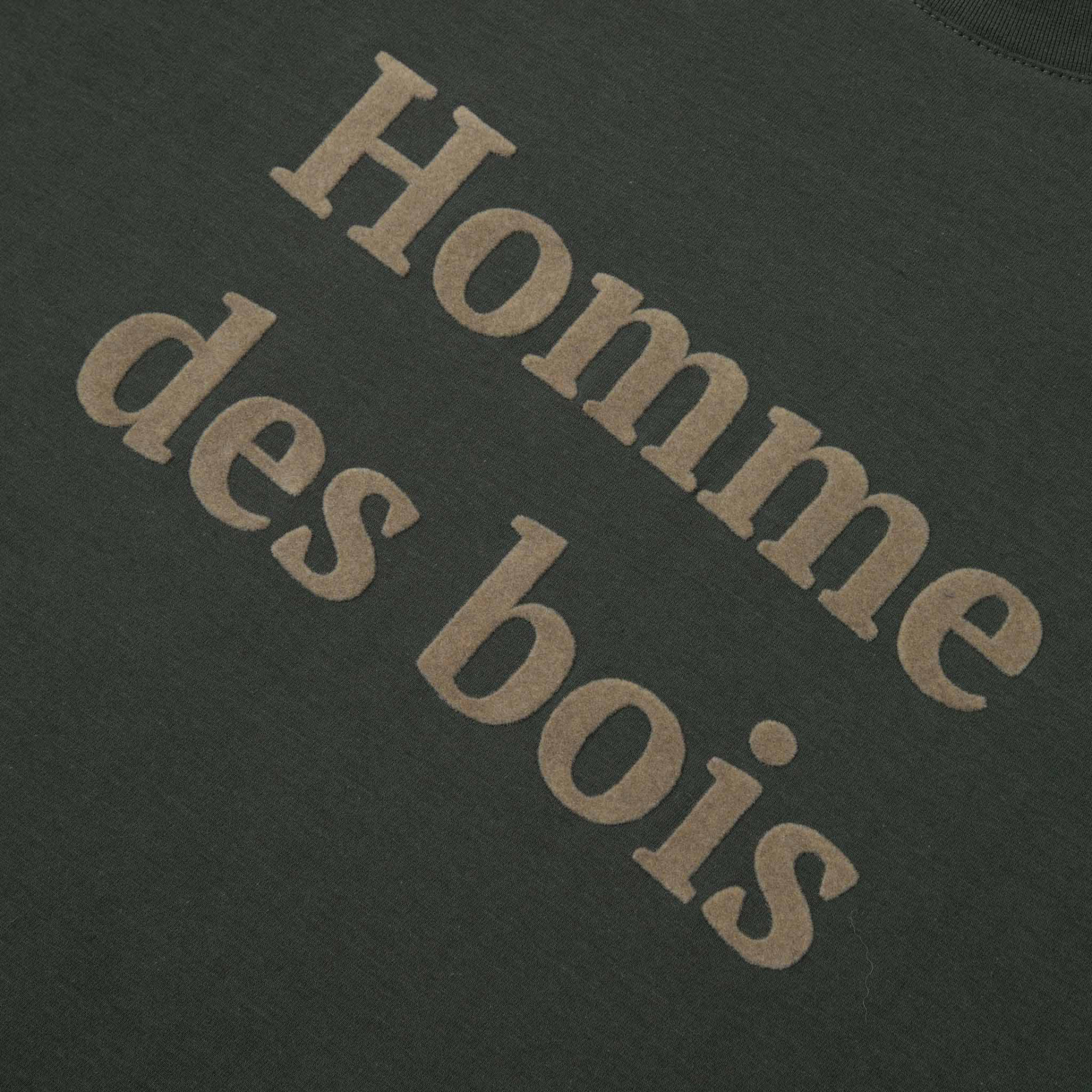 T-shirt col rond vert foncé Homme des bois coton et coton recyclé - modèle Arcy