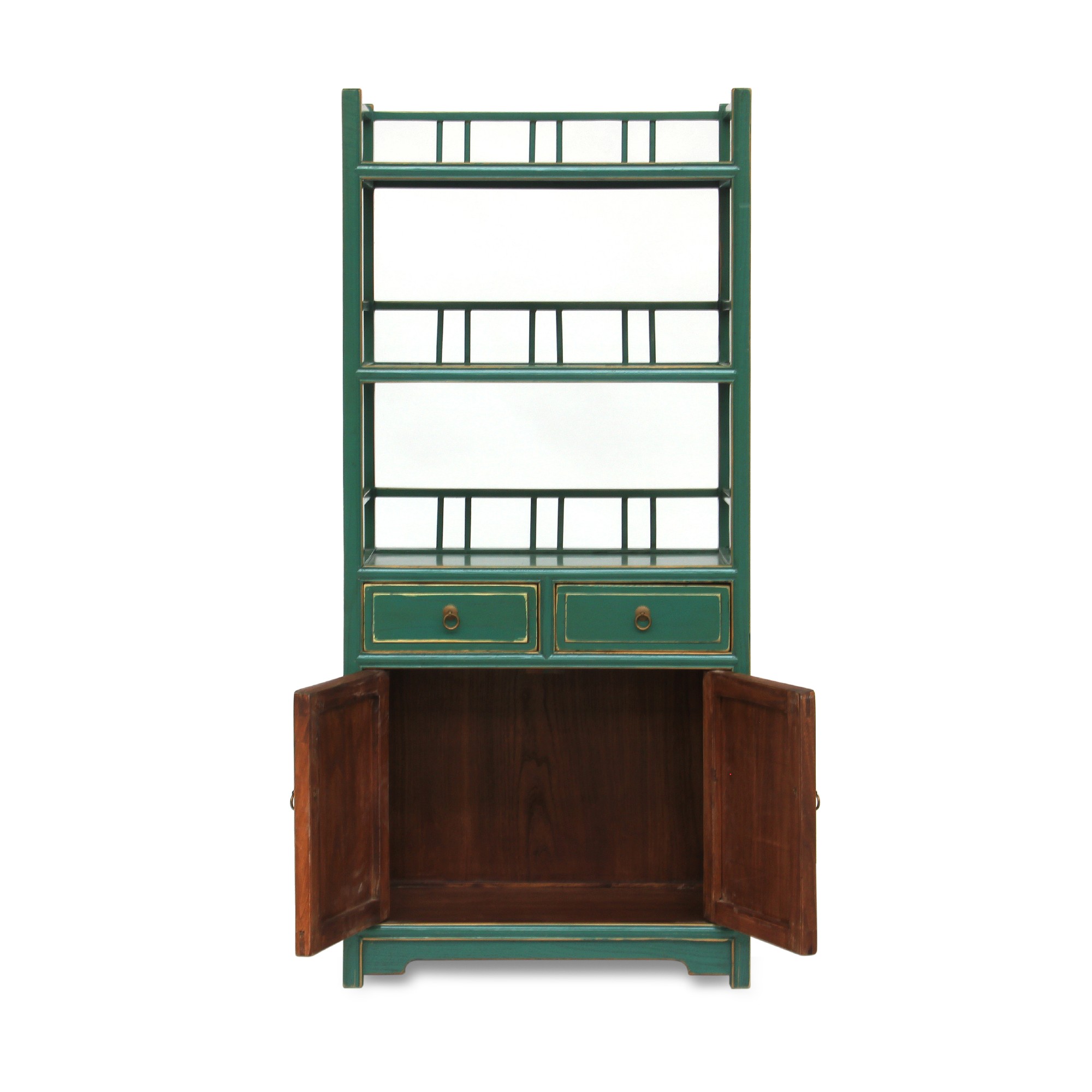 Bücherregal, 2 Schubladen, 2 Türen, türkis, T 33 cm, B 60 cm, H 130 cm von fischer's lagerhaus