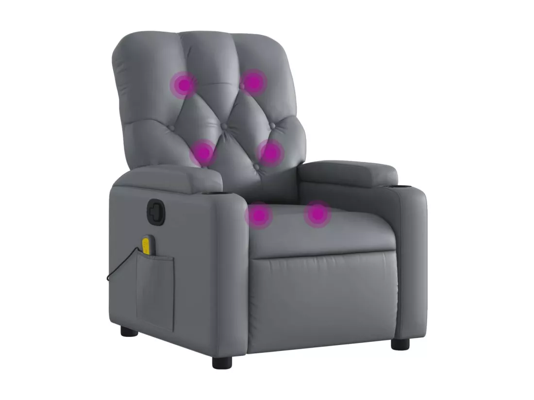 Fauteuil massant inclinable Gris Similicuir