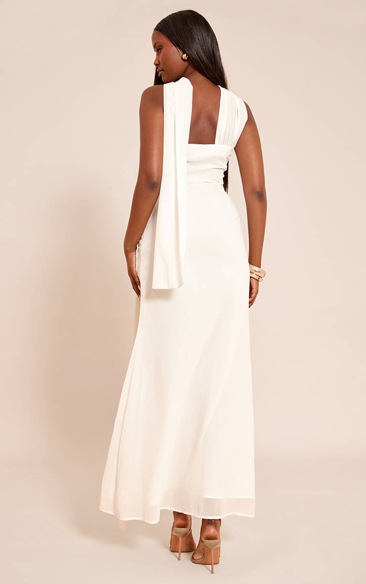 Crème Robe Longue Bandeau À Détail Drapé
