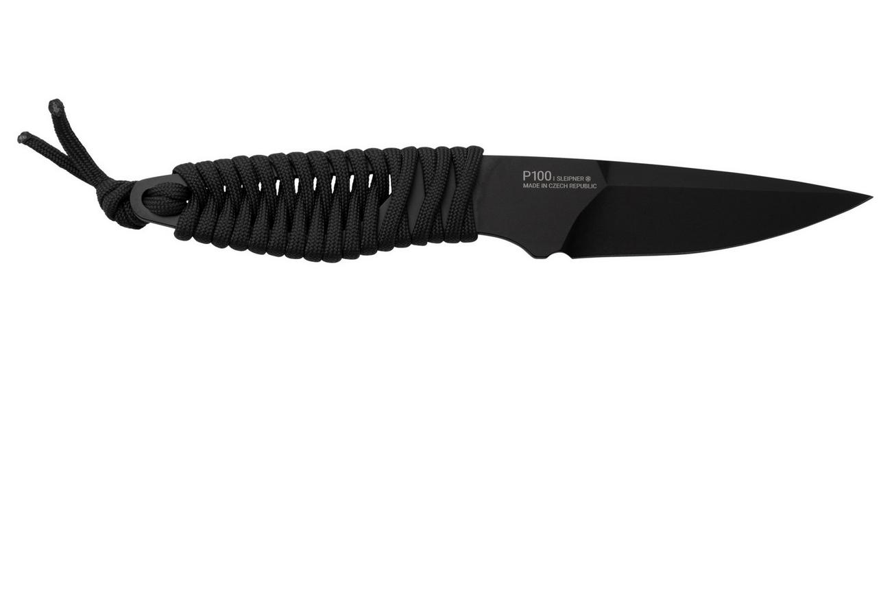 ANV Knives P100 Sleipner Cerakote, Grey Paracord, P100-038, Black Kydex Sheath, nekmes