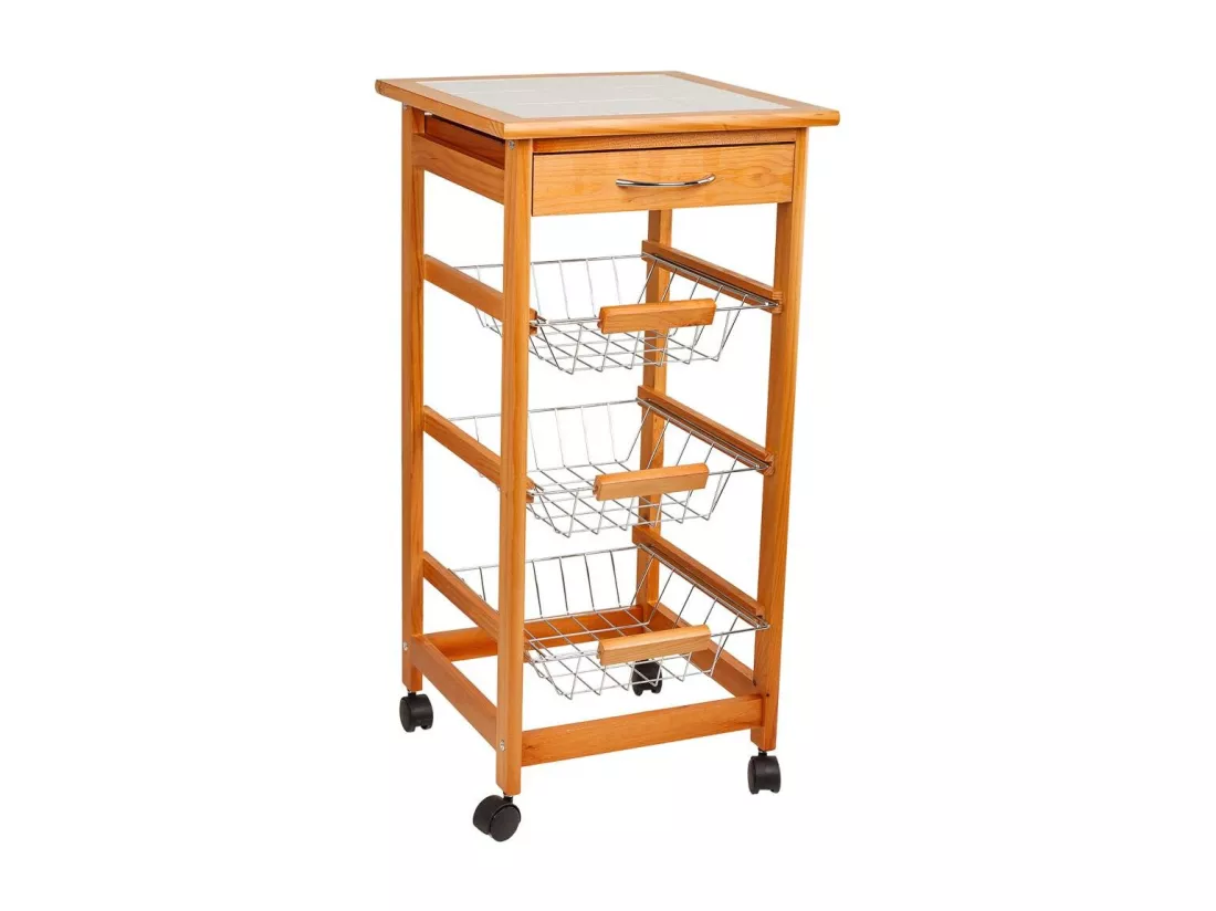 Chariot de cuisine en bois marron 37x37x76h