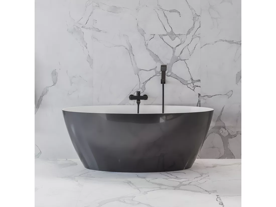baignoire îlot OMNIRES SIENA M+ 161X81 CM couleur : noir et blanc finition : brillant
