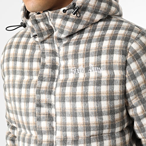 Veste Zippée Capuche A Carreaux M22785MOW Blanc Gris