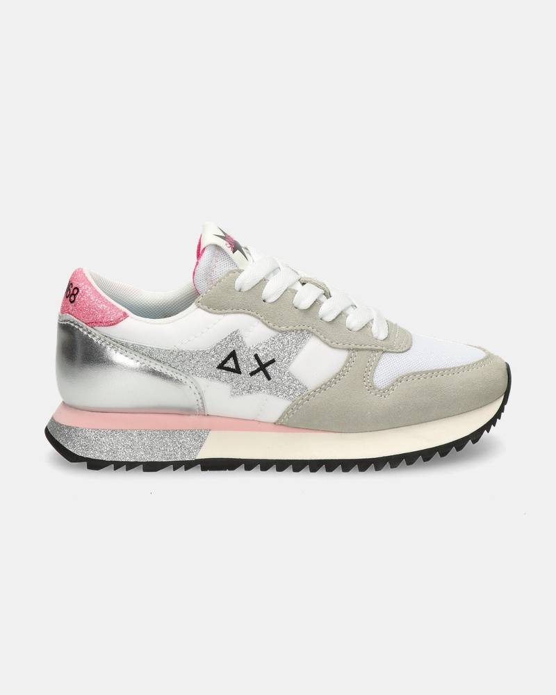 Sun 68 Star girl Glitter Lage sneakers  - wit