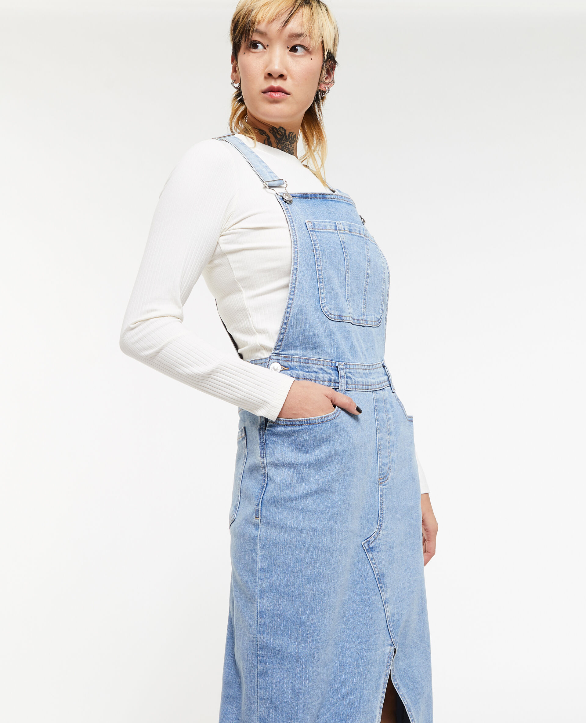 Robe salopette en jean - Bleu