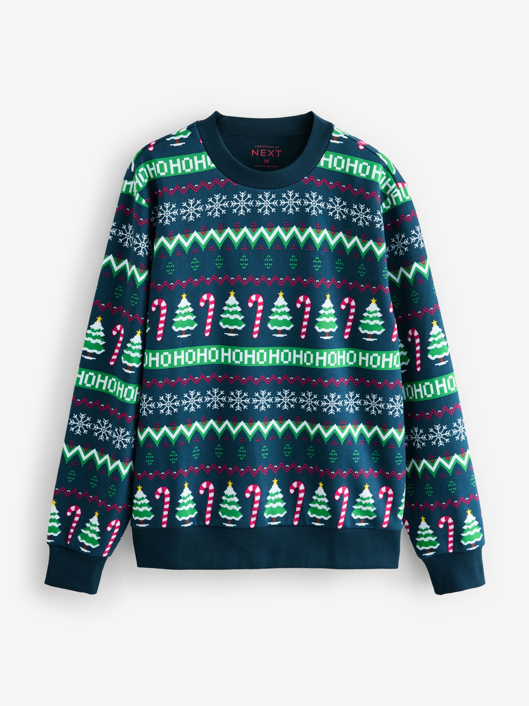 Blauw/Groen - Kerstsweatshirt met ronde hals