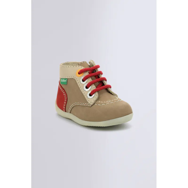 BONZIP BEIGE ROUGE BOTTILLONS Cuir Garçon