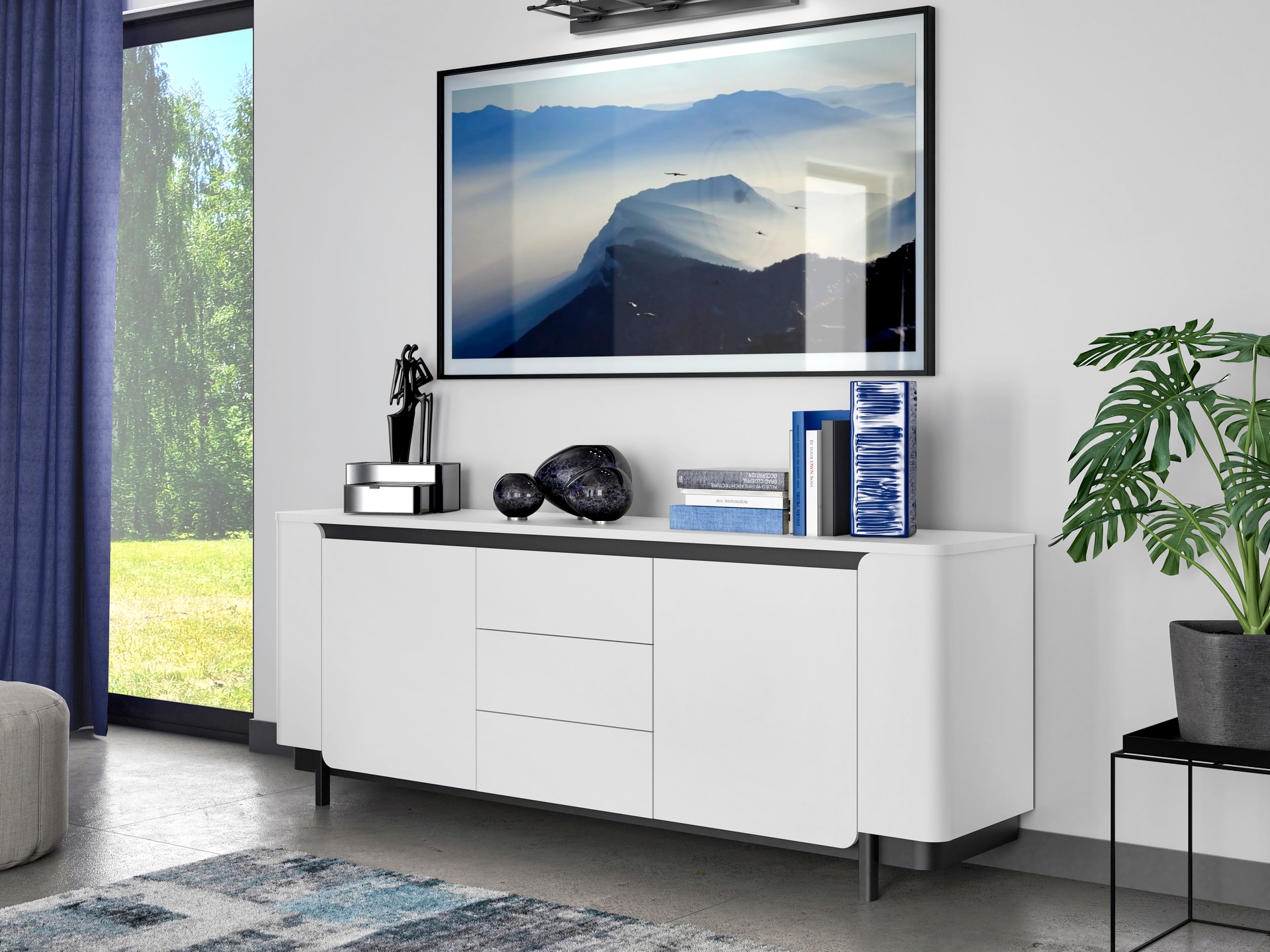 Sideboard VODOL 205x78 cm Sand/Schwarz
