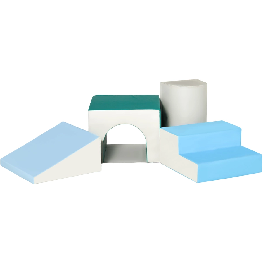 HOMCOM Bausteine 4er-Set Bausteine Schaumstoffblöcke, einfache Reinigung Hellgrau,Blau.Grün