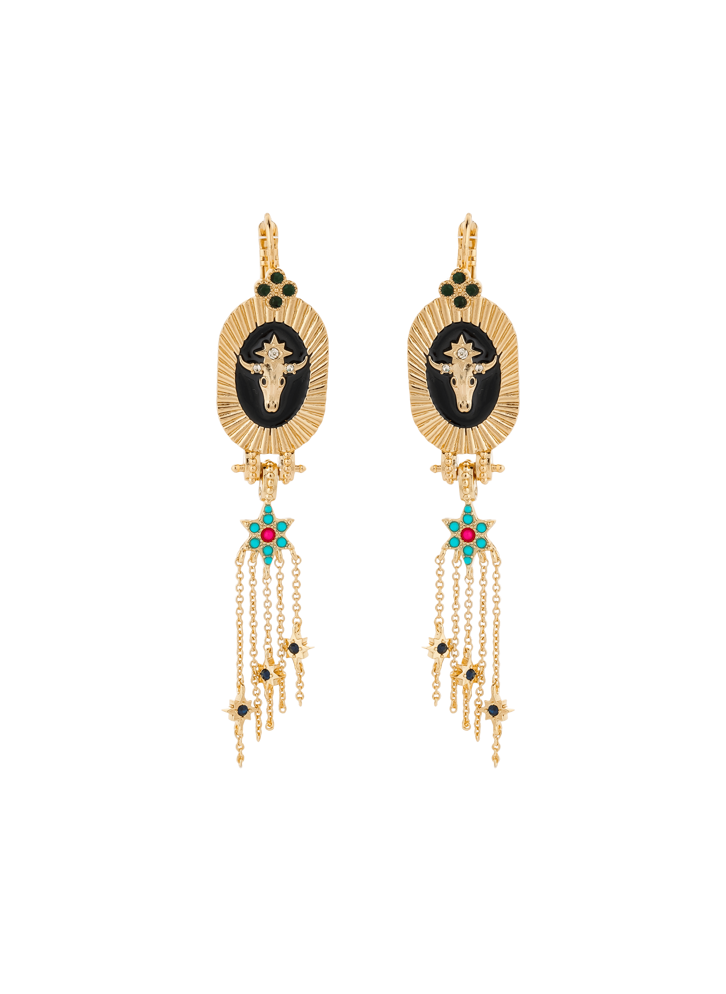ALTOR - Boucles d'oreilles pendantes pour oreilles percées en laiton | Noir