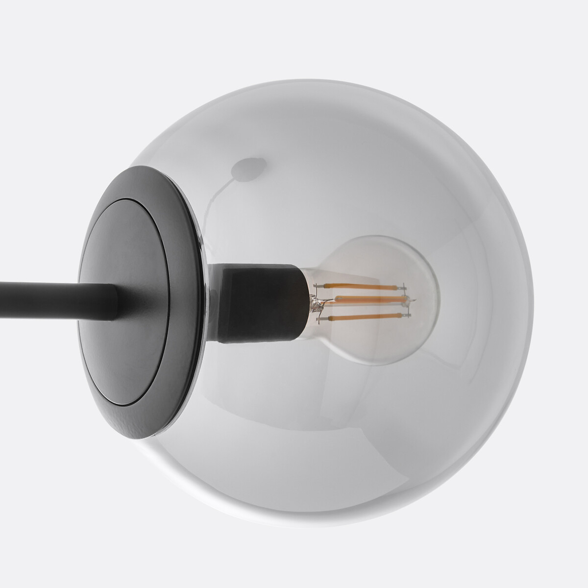 LA REDOUTE INTERIEURS<br>Luminária pendente em metal e vidro fumê, Atea