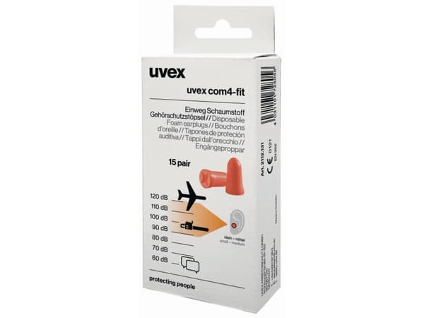 Uvex 2112131, Gjenbrukbar øreplugg, In-ear, Oransje, Trådløs, 33 dB, 15 stykker