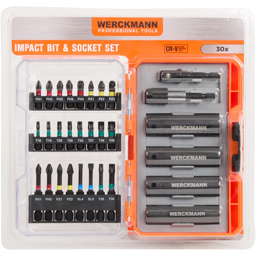 Werckmann impact bit- en doppenset 30-delig