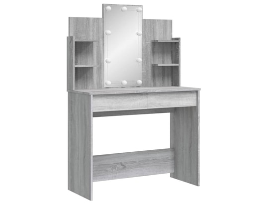 VIDAXL - Coiffeuse avec lumières led sonoma gris 96x40x142 cm