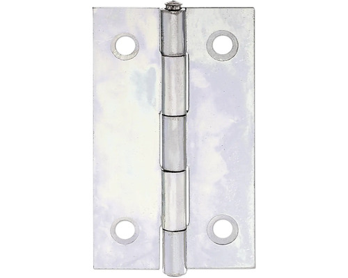 Smal scharnier met geklonken messing pen, 51 x 30 mm, sendzimir verzinkt