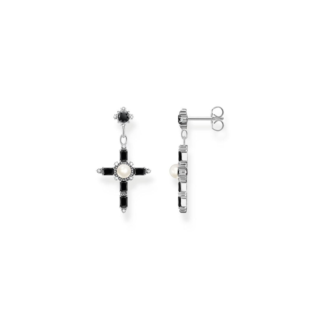 Thomas Sabo True Romance Ohrringe Cross Romance schwarz Silber