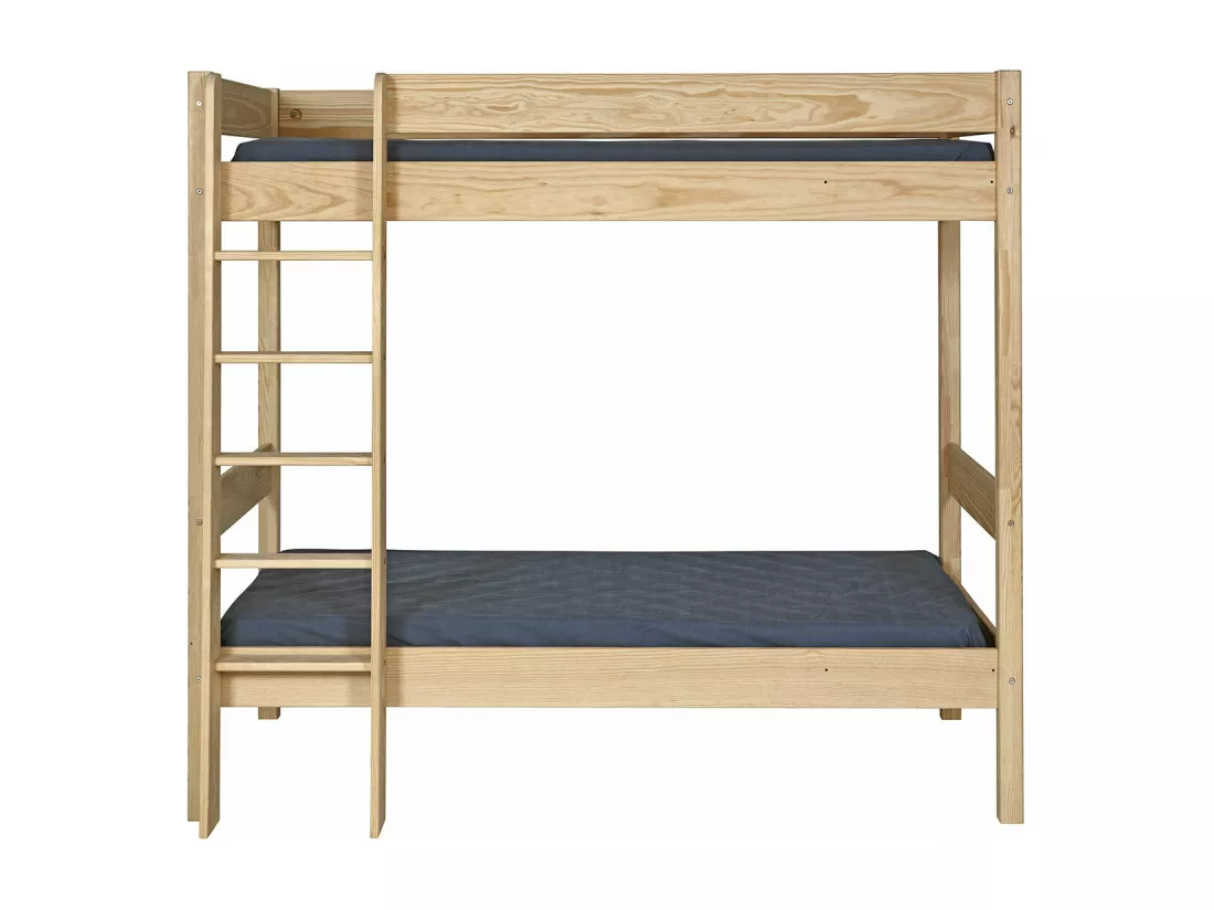 Lit superposé 90x190 cm bois massif bois naturel CLEM