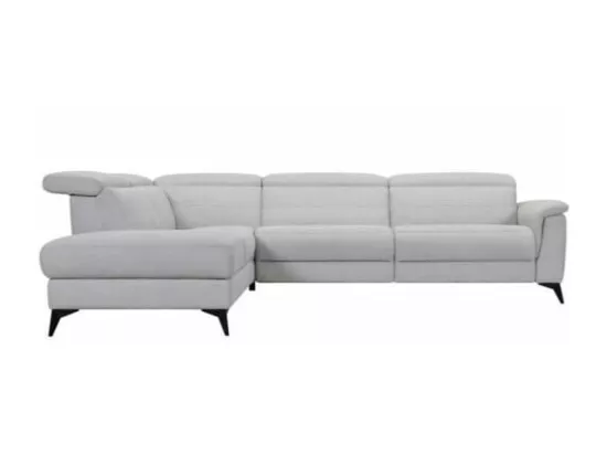 Canape dangle gauche avec 1 place relax electrique - Tissu gris - L 292 x P 232 x H 99 cm - MELBOURNE