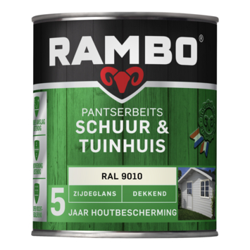 Rambo Pantserbeits Schuur & Tuinhuis zijdeglans dekkend RAL 9010 750 ml