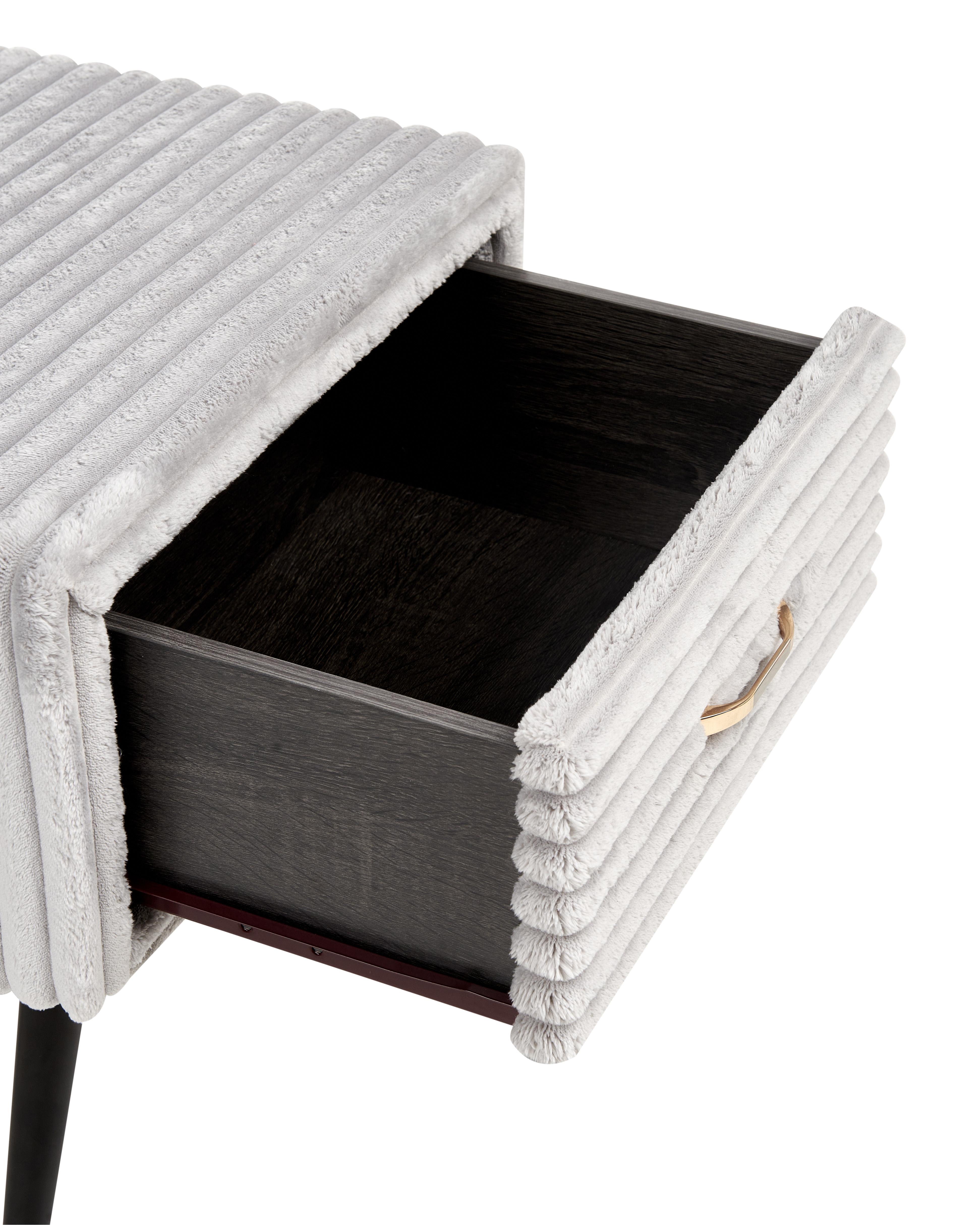 Nachtkastje met 1 lade FLAYAT Corduroy Lichtgrijs