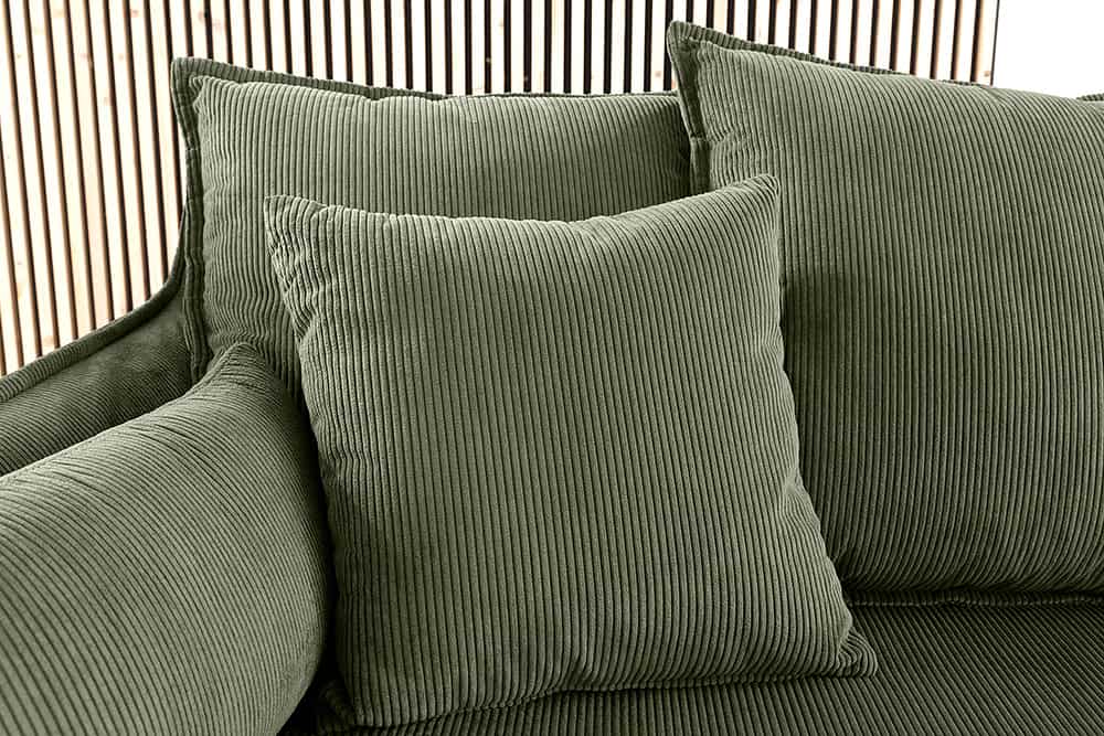 Großes 3-Sitzer Sofa HEAVEN 200cm grün Cord Federkern Hussensofa