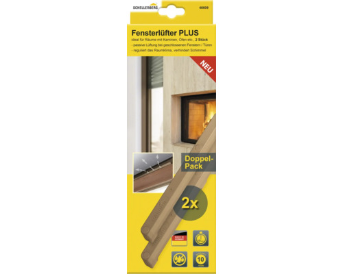 Schellenberg 46609 bruine raamventilator Plus, 2 stuks