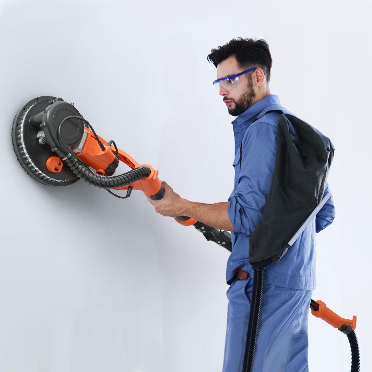 Ponceuse à Plâtre Murale 750W Ø 225mm Aluminium 6 Vitesses Variables Lumières LED Manche Télescopique 12 Disques Abrasifs - Lidl-Manfred