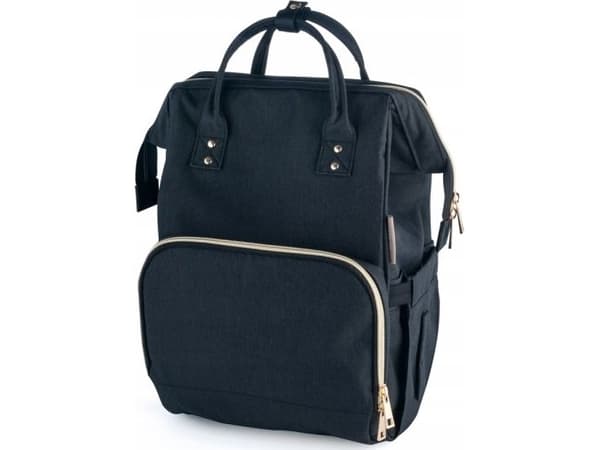 Canpol Black backpack for mum with the function of attaching to the pram
