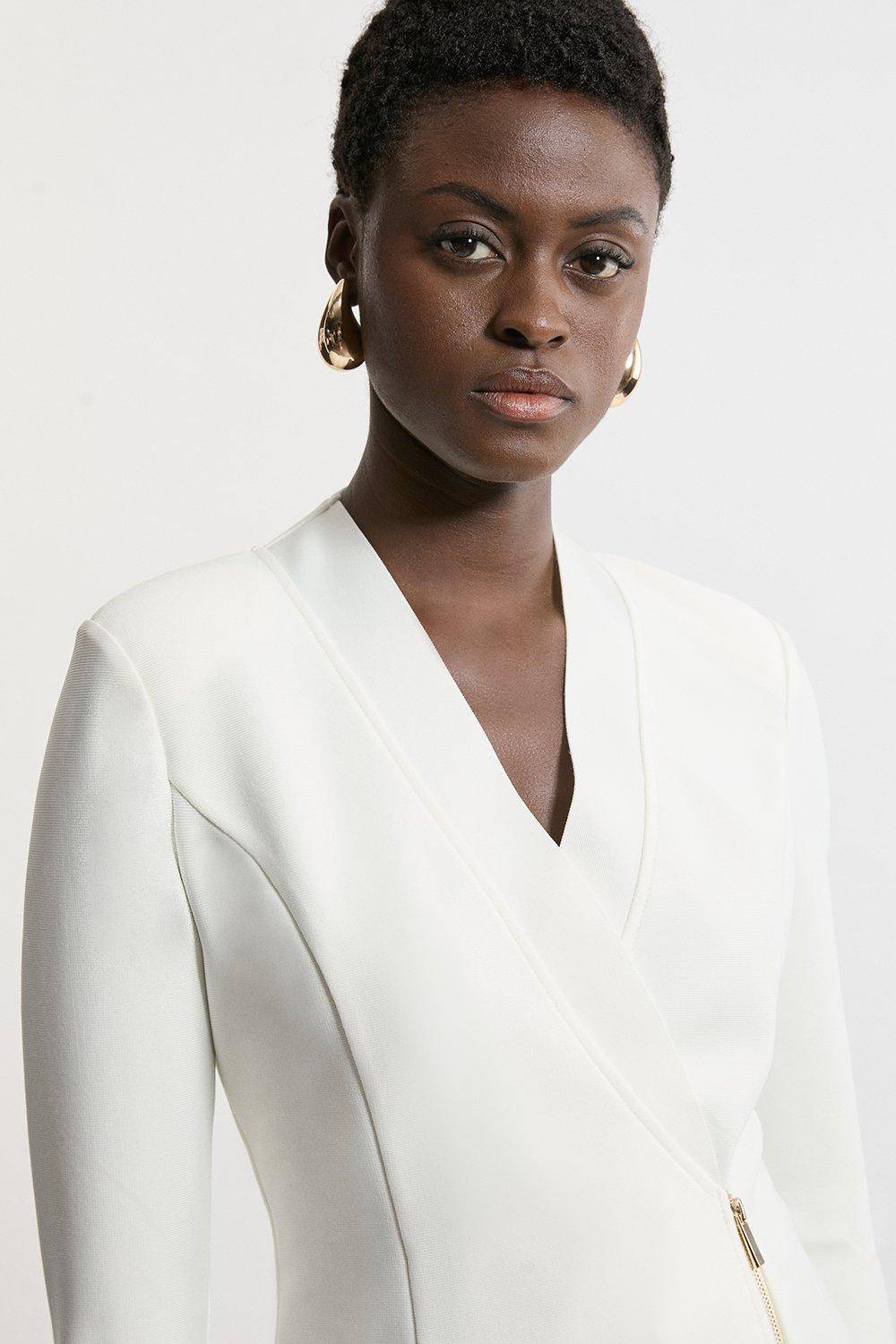 KarenMillen Veste longiligne Figure Form en maille bandage avec fermeture éclair latérale
